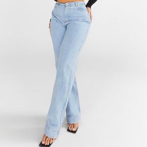 Boohoo Plus Light Blue Straight Leg Jeans